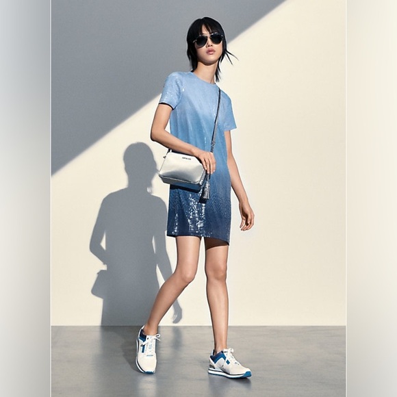 MICHAEL MICHAEL KORS SEQUIN GRECIAN BLUE OMBRÉ DRESS SZ M NWOT - Picture 9 of 11